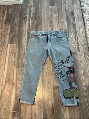 Levi's Light Blue Boyfriend Jeans with Mickey Graphic
